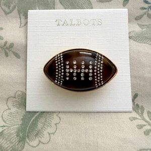 🏈NWT - Talbots Brown Football Brooch with Rhinestones🏈